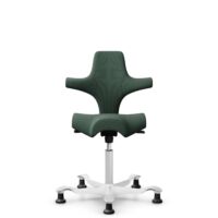 HÅG Capisco 8106 - Steelcut Trio 3 (Kvadrat) - Wool / Polyamide - STT966 Brown grey - White - 265 mm (seat height 53-79cm) - Glides