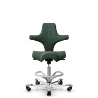 HÅG Capisco 8106 - Steelcut Trio 3 (Kvadrat) - Wolle / Polyamid - STT966 Brown grey - Silber - 200 mm (Sitzhöhe 46-64cm) - Harte Rollen für weiche Böden