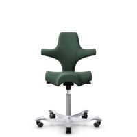 HÅG Capisco 8106 - Steelcut Trio 3 (Kvadrat) - Laine / Polyamide - STT966 Brown grey - Argent - 200 mm (hauteur d’assise 46–64 cm) - Roues souples pour sols durs