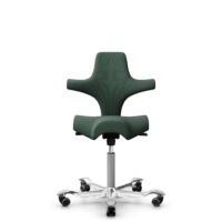 HÅG Capisco 8106 - Steelcut Trio 3 (Kvadrat) - Laine / Polyamide - STT966 Brown grey - Argent - 265 mm (hauteur d’assise 53–79 cm) - Roues souples pour sols durs