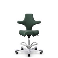 HÅG Capisco 8106 - Steelcut Trio 3 (Kvadrat) - Laine / Polyamide - STT966 Brown grey - Argent - 265 mm (hauteur d’assise 53–79 cm) - Roues souples pour sols durs