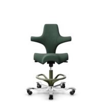 HÅG Capisco 8106 - Steelcut Trio 3 (Kvadrat) - Wolle / Polyamid - STT966 Brown grey - Moss Grey - 265 mm (Sitzhöhe 53-79cm) - Harte Rollen für weiche Böden