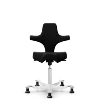 HÅG Capisco 8106 - Steelcut 3 (Kvadrat) - Lana / Poliamida - STT190 - Black - White - 150mm (seat height 40–55cm) - Glides