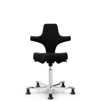 HÅG Capisco 8106 - Steelcut 3 (Kvadrat) - Lana / Poliamida - STT190 - Black - White - 150mm (seat height 40–55cm) - Glides