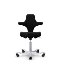 HÅG Capisco 8106 - Steelcut 3 (Kvadrat) - Wolle / Polyamid - STT190 - Black - Silber - 150mm (Sitzhöhe 40-55cm) - Harte Rollen für weiche Böden