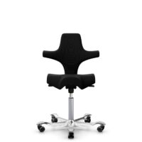 HÅG Capisco 8106 - Steelcut 3 (Kvadrat) - Wełna / Poliamid - STT190 - Black - Silver - 265 mm (seat height 53-79cm) - Hard castors for soft floors