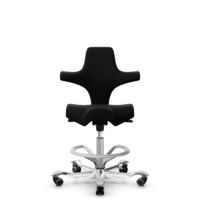 HÅG Capisco 8106 - Steelcut 3 (Kvadrat) - Wol / Polyamide - STT190 - Black - Framekleur - Zilver - Gasveer - 265 mm (Zithoogte 53-79cm) - Vloercontact - Zachte wielen t.b.v. harde vloeren - Voetenring - Ja, in framekleur - Voetster - Ja, voetster in ge...