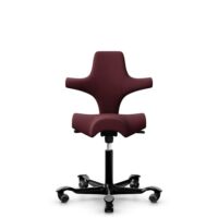 HÅG Capisco 8106 - Steelcut 3 (Kvadrat) - Laine / Polyamide - STT682 Chestnut - Noir - 200 mm (hauteur d’assise 46–64 cm) - Roues souples pour sols durs