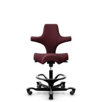 HÅG Capisco 8106 - Steelcut 3 (Kvadrat) - Wool / Polyamide - STT682 Chestnut - Black - 200 mm (seat height 46-64cm) - Soft castors for hard floors