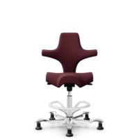 HÅG Capisco 8106 - Steelcut 3 (Kvadrat) - Wol / Polyamide - STT682 Chestnut - Framekleur - Wit - Gasveer - 200 mm (Zithoogte 46-64cm) - Vloercontact - Glijdoppen - Voetenring - Ja, in framekleur - Voetster - Ja, voetster in gepolijst aluminium