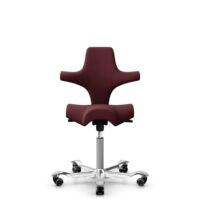 HÅG Capisco 8106 - Steelcut 3 (Kvadrat) - Wool / Polyamide - STT682 Chestnut - Silver - 150mm (seat height 40–55cm) - Hard castors for soft floors