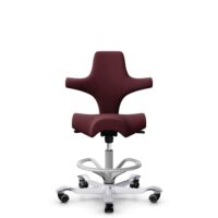 HÅG Capisco 8106 - Steelcut 3 (Kvadrat) - Laine / Polyamide - STT682 Chestnut - Argent - 200 mm (hauteur d’assise 46–64 cm) - Roues souples pour sols durs
