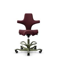 HÅG Capisco 8106 - Steelcut 3 (Kvadrat) - Wool / Polyamide - STT682 Chestnut - Moss Grey - 265 mm (seat height 53-79cm) - Hard castors for soft floors
