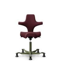 HÅG Capisco 8106 - Steelcut 3 (Kvadrat) - Wolle / Polyamid - STT682 Chestnut - Moss Grey - 265 mm (Sitzhöhe 53-79cm) - Bodengleiter