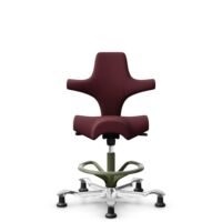 HÅG Capisco 8106 - Steelcut 3 (Kvadrat) - Wol / Polyamide - STT682 Chestnut - Moss Grey - 265 mm (Zithoogte 53-79cm) - Glijdoppen