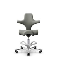 HÅG Capisco 8106 - Paloma Soft (Wollsdorf) - Cuero semi-anilina - ATG55115 - Warm grey - Silver - 200 mm (seat height 46-64cm) - Soft castors for hard floors