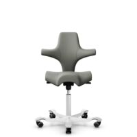 HÅG Capisco 8106 - Paloma Soft (Wollsdorf) - Cuero semi-anilina - ATG55115 - Warm grey - Blush Rose - 150mm (seat height 40–55cm) - Soft castors for hard floors