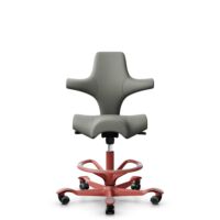 HÅG Capisco 8106 - Paloma Soft (Wollsdorf) - Semi-aniline leather - ATG55115 - Warm grey - Blush Rose - 200 mm (seat height 46-64cm) - Hard castors for soft floors
