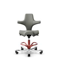 HÅG Capisco 8106 - Paloma Soft (Wollsdorf) - Cuir semi-aniline - ATG55115 - Warm grey - Blush Rose - 200 mm (hauteur d’assise 46–64 cm) - Roues souples pour sols durs