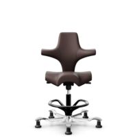 HÅG Capisco 8106 - Paloma Soft (Wollsdorf) - Cuir semi-aniline - ATG55130 - Dark brown - Noir - 200 mm (hauteur d’assise 46–64 cm) - Patins