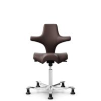 HÅG Capisco 8106 - Paloma Soft (Wollsdorf) - Semi-aniline Leder - ATG55130 - Dark brown - Wit - 150mm - Glijdoppen