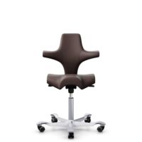 HÅG Capisco 8106 - Paloma Soft (Wollsdorf) - Semi-aniline leather - ATG55130 - Dark brown - Silver - 265 mm (seat height 53-79cm) - Soft castors for hard floors