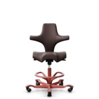 HÅG Capisco 8106 - Paloma Soft (Wollsdorf) - Cuir semi-aniline - ATG55130 - Dark brown - Blush Rose - 265 mm (hauteur d’assise 53–79 cm) - Roues dures pour sols souples