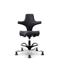 HÅG Capisco 8106 - Paloma Soft (Wollsdorf) - Semi-aniline leather - ATG55185 - Charcoal - Black - 200 mm (seat height 46-64cm) - Glides