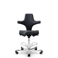 HÅG Capisco 8106 - Paloma Soft (Wollsdorf) - Semi-aniline leather - ATG55185 - Charcoal - White - 200 mm (seat height 46-64cm) - Soft castors for hard floors