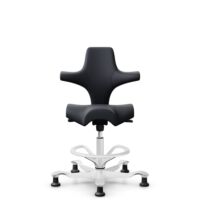 HÅG Capisco 8106 - Paloma Soft (Wollsdorf) - Semi-aniline leather - ATG55185 - Charcoal - White - 265 mm (seat height 53-79cm) - Glides