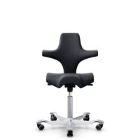 HÅG Capisco 8106 - Paloma Soft (Wollsdorf) - Semi-Anilinleder - ATG55185 - Charcoal - Silber - 150mm (Sitzhöhe 40-55cm) - Harte Rollen für weiche Böden