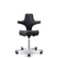 HÅG Capisco 8106 - Paloma Soft (Wollsdorf) - Skóra półanilinowa - ATG55185 - Charcoal - Silver - 150mm (seat height 40–55cm) - Soft castors for hard floors