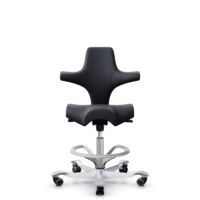 HÅG Capisco 8106 - Paloma Soft (Wollsdorf) - Semi-aniline leather - ATG55185 - Charcoal - Silver - 265 mm (seat height 53-79cm) - Hard castors for soft floors