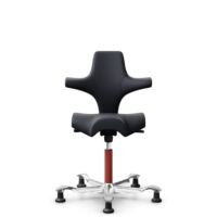 HÅG Capisco 8106 - Paloma Soft (Wollsdorf) - Cuero semi-anilina - ATG55185 - Charcoal - Blush Rose - 150mm (seat height 40–55cm) - Glides