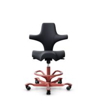 HÅG Capisco 8106 - Paloma Soft (Wollsdorf) - Semi-Anilinleder - ATG55185 - Charcoal - Blush Rose - 265 mm (Sitzhöhe 53-79cm) - Harte Rollen für weiche Böden