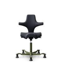 HÅG Capisco 8106 - Paloma Soft (Wollsdorf) - Semi-Anilinleder - ATG55185 - Charcoal - Moss Grey - 150mm (Sitzhöhe 40-55cm) - Bodengleiter