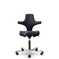 HÅG Capisco 8106 - Paloma Soft (Wollsdorf) - Semi-aniline leather - ATG55185 - Charcoal - Moss Grey - 200 mm (seat height 46-64cm) - Hard castors for soft floors