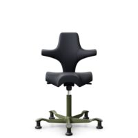 HÅG Capisco 8106 - Paloma Soft (Wollsdorf) - Semi-Anilinleder - ATG55185 - Charcoal - Moss Grey - 265 mm (Sitzhöhe 53-79cm) - Bodengleiter