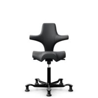 HÅG Capisco 8106 - Paloma Soft (Wollsdorf) - Semi-aniline leather - ATG55206 - Grey - Black - 150mm (seat height 40–55cm) - Glides