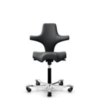 HÅG Capisco 8106 - Paloma Soft (Wollsdorf) - Cuero semi-anilina - ATG55206 - Grey - Black - 200 mm (seat height 46-64cm) - Soft castors for hard floors