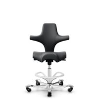 HÅG Capisco 8106 - Paloma Soft (Wollsdorf) - Semi-aniline Leder - ATG55206 - Grey - Wit - 200 mm (Zithoogte 46-64mm) - Harde wielen t.b.v. zachte vloeren