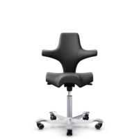 HÅG Capisco 8106 - Paloma Soft (Wollsdorf) - Semi-aniline leather - ATG55206 - Grey - Silver - 200 mm (seat height 46-64cm) - Soft castors for hard floors