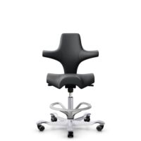 HÅG Capisco 8106 - Paloma Soft (Wollsdorf) - Semi-Anilinleder - ATG55206 - Grey - Silber - 265 mm (Sitzhöhe 53-79cm) - Harte Rollen für weiche Böden