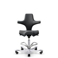 HÅG Capisco 8106 - Paloma Soft (Wollsdorf) - Cuir semi-aniline - ATG55206 - Grey - Argent - 265 mm (hauteur d’assise 53–79 cm) - Roues souples pour sols durs