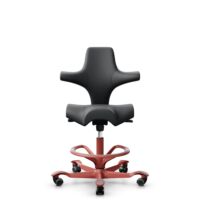 HÅG Capisco 8106 - Paloma Soft (Wollsdorf) - Semi-Anilinleder - ATG55206 - Grey - Blush Rose - 265 mm (Sitzhöhe 53-79cm) - Harte Rollen für weiche Böden