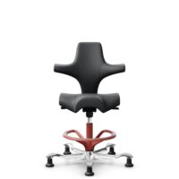 HÅG Capisco 8106 - Paloma Soft (Wollsdorf) - Cuir semi-aniline - ATG55206 - Grey - Blush Rose - 265 mm (hauteur d’assise 53–79 cm) - Patins