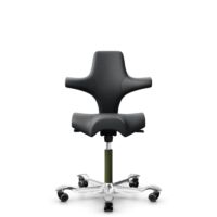 HÅG Capisco 8106 - Paloma Soft (Wollsdorf) - Semi-aniline leather - ATG55206 - Grey - Moss Grey - 150mm (seat height 40–55cm) - Hard castors for soft floors