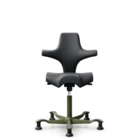 HÅG Capisco 8106 - Paloma Soft (Wollsdorf) - Semi-Anilinleder - ATG55206 - Grey - Moss Grey - 200 mm (Sitzhöhe 46-64cm) - Bodengleiter