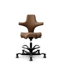 HÅG Capisco 8106 - Paloma Soft (Wollsdorf) - Skóra półanilinowa - PL05429 Cognac - Black - 200 mm (seat height 46-64cm) - Glides
