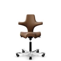 HÅG Capisco 8106 - Paloma Soft (Wollsdorf) - Semi-aniline leather - PL05429 Cognac - Black - 265 mm (seat height 53-79cm) - Hard castors for soft floors